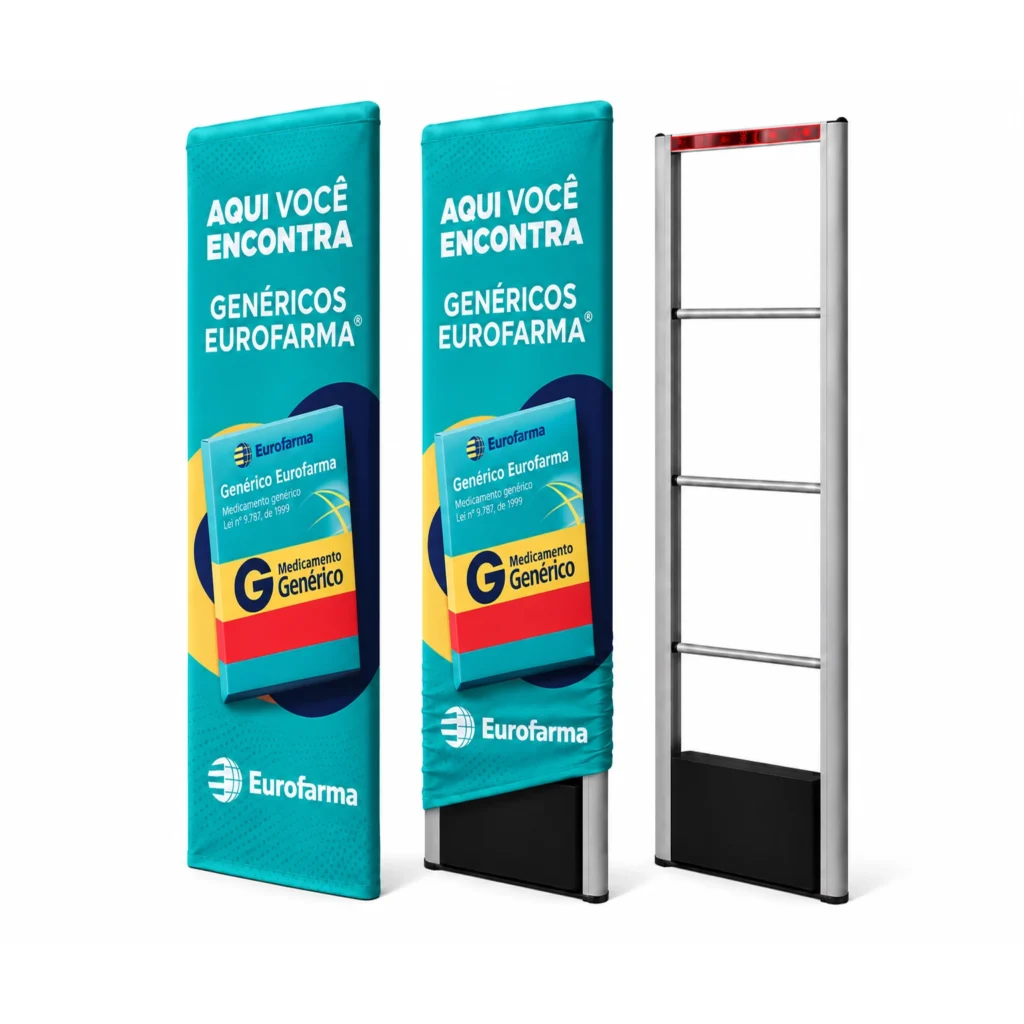 Capa de antena personalizada instalada na loja Eurofarma