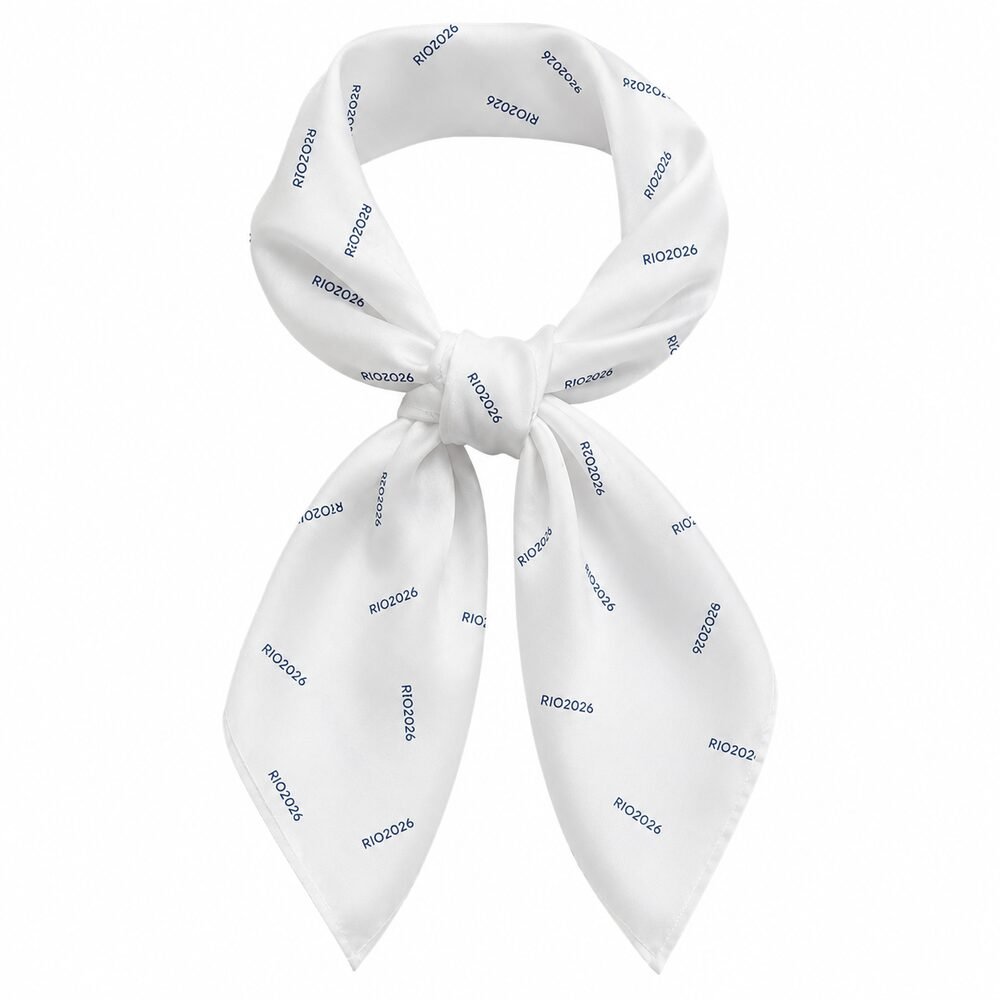 Lenço personalizado branco estampado com Rio2026