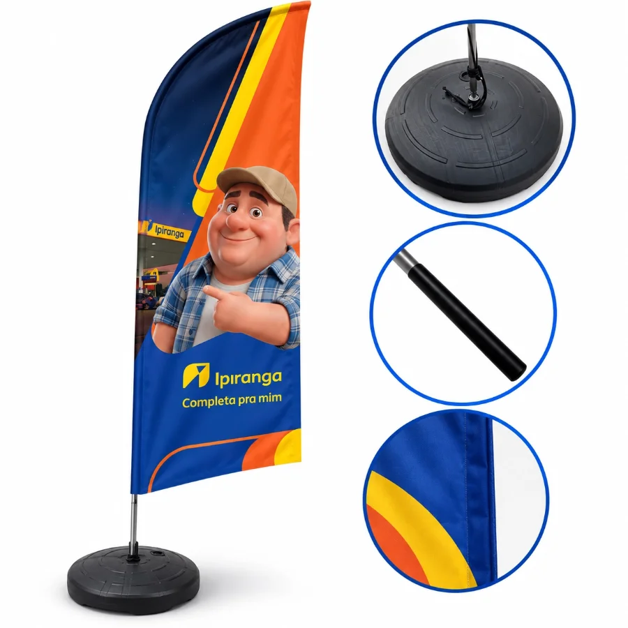 O que é wind banner - exemplo de wind banner personalizado com base e haste