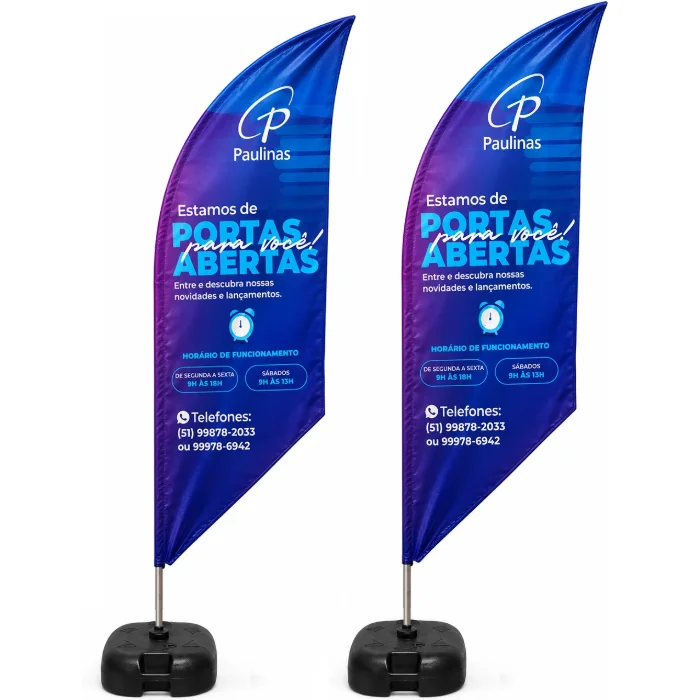 Wind Banner personalizado Paulinas - dois modelos lado a lado