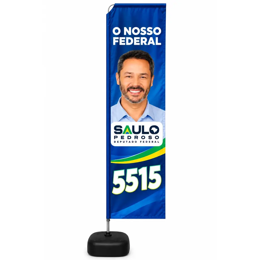 Wind banner personalizado para campanha política Saulo Pedroso