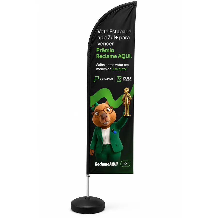 Wind banner personalizado para campanha Estapar Zul+
