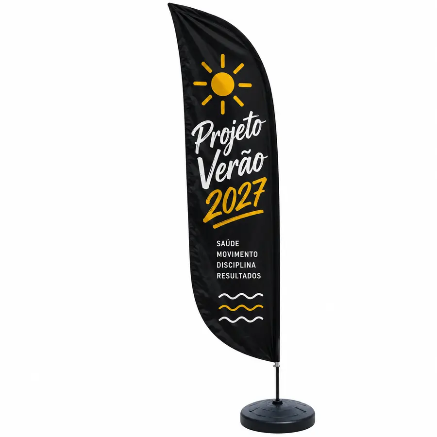 Wind banner personalizado para campanha Projeto Verão 2027
