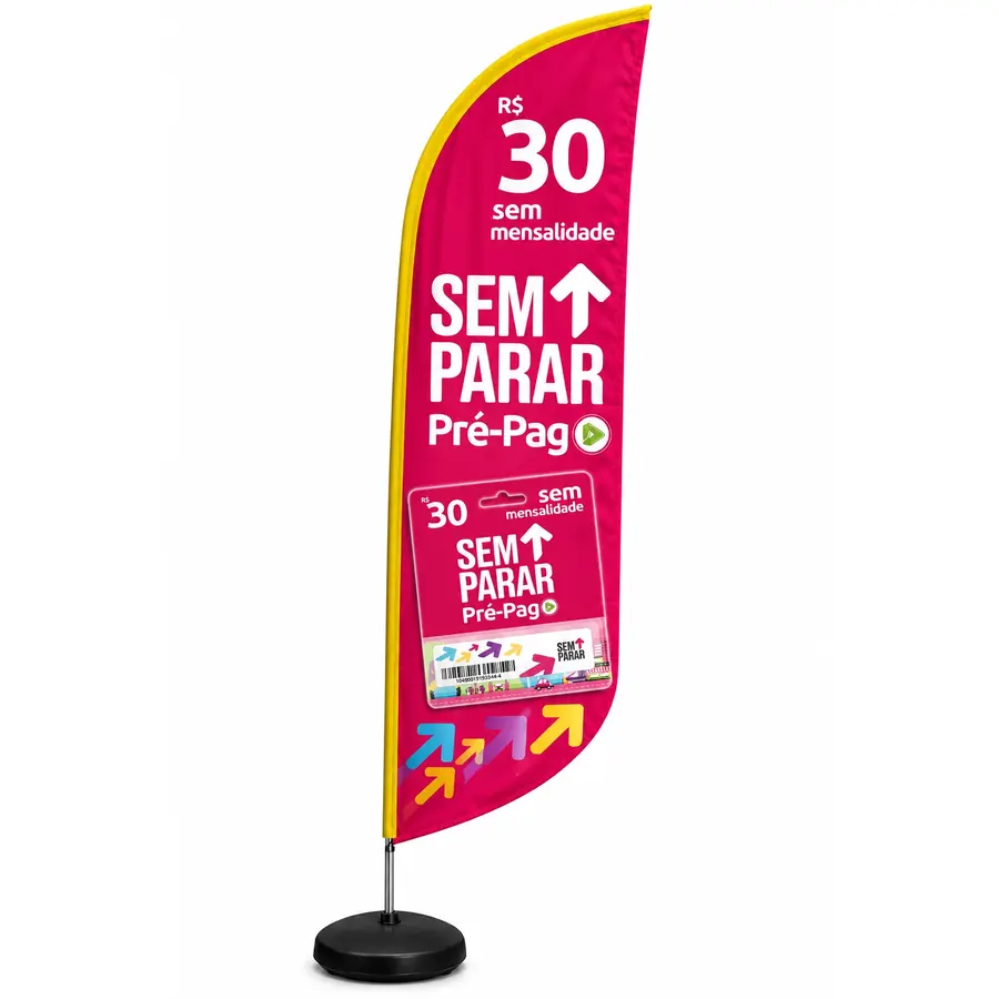 Wind banner personalizado para campanha Sem Parar Pré-Pago