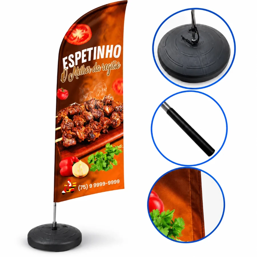 Wind Banner Preço - modelo com base, haste e tecido personalizado